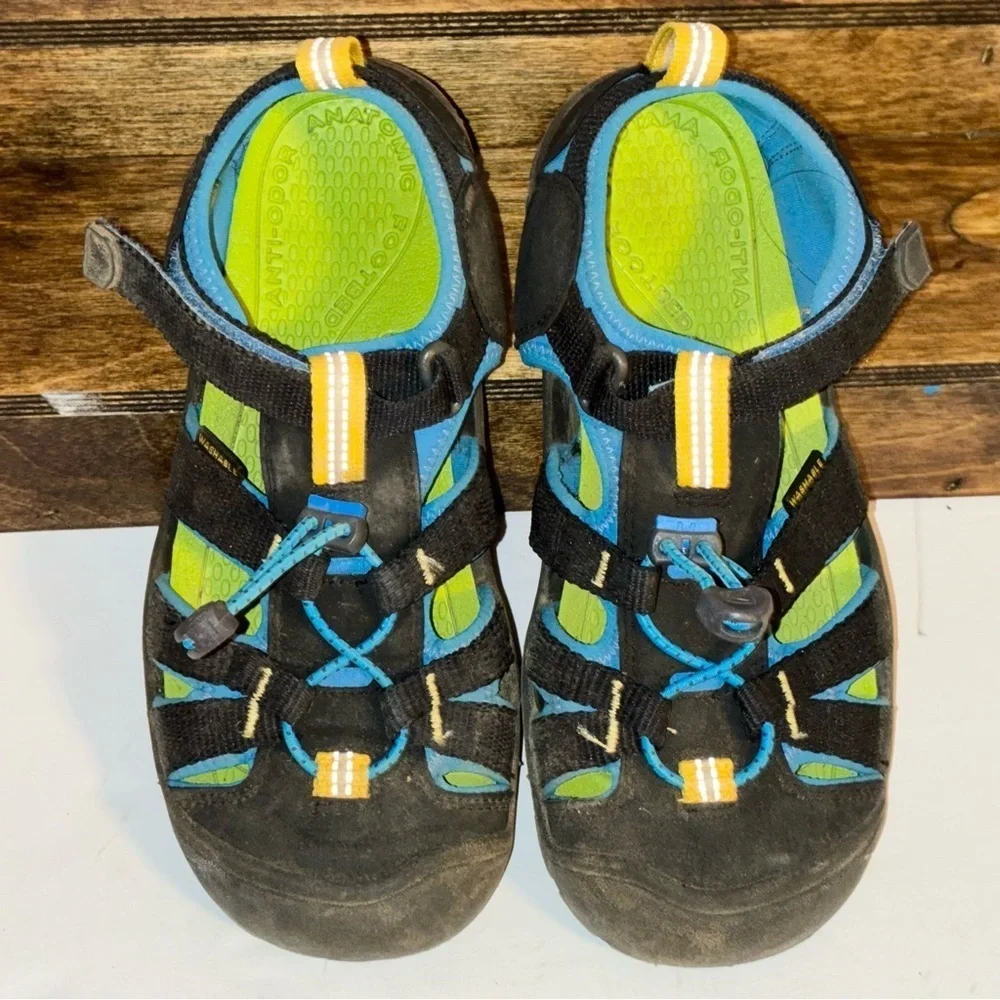KEEN Kids Newport H2 Sandals Water Shoes Size 3 Blue Green Adjustable Strap